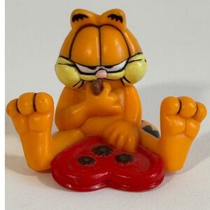 Vintage Garfield PVC Mini Figure Sitting with Heart Pizza Paws Jim Davis Toy